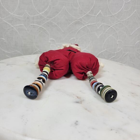 VINTAGE Rustic Santa with Button Legs 9" Christmas Holiday Plush Stuffed Decor - Picture 8 of 13
